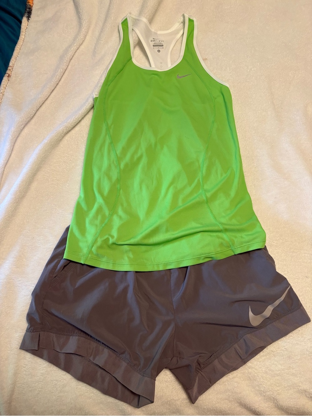 Nike Lime Green & Gray Athletic Tank and Shorts Set size small